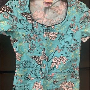 Floral Sketchers scrub top